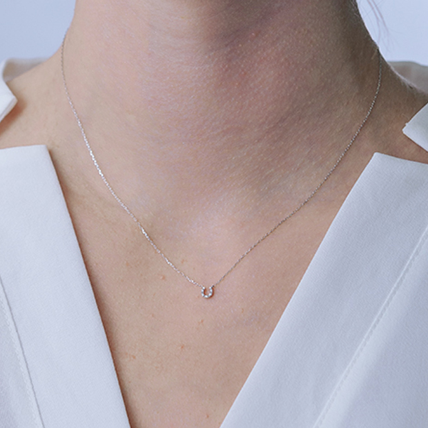 DIAMOND SKINNY NECKLACE(HORSESHOE/WG)(2JN1160)K10 ネックレス