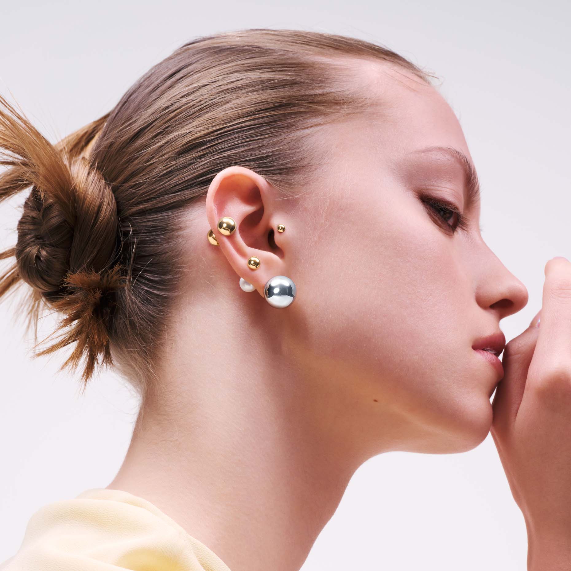 BALL & BALL PIERCED EARRING(片耳用)(2GP0936)K18 ピアス