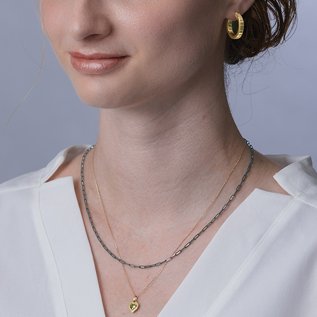COLOR ON COLORS CHAIN NECKLACE(グリーン)(2SK0662)SV925/K10
