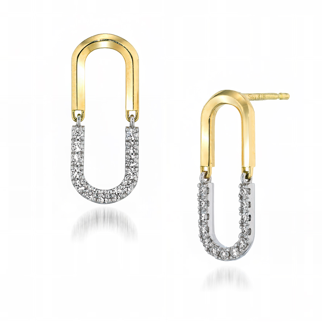 K18/Pt950 ピアス CONTRASTING LINKS