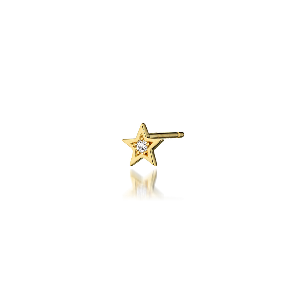 K18 ピアス DIAMOND STAR PIERCED EARRING(片耳用/YG)