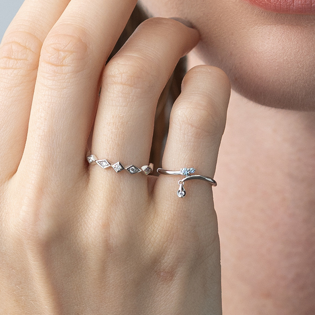 FLOWER DEW PINKIE RING(2JR0381)K10 ピンキーリング｜スター