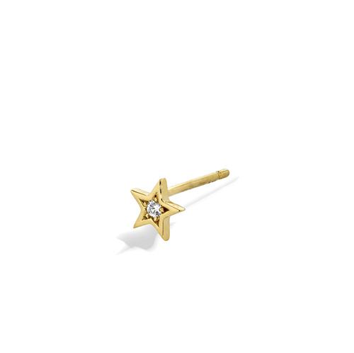 DIAMOND STAR PIERCED EARRING(片耳用/YG)(2ZP1668)K18 ピアス｜スター