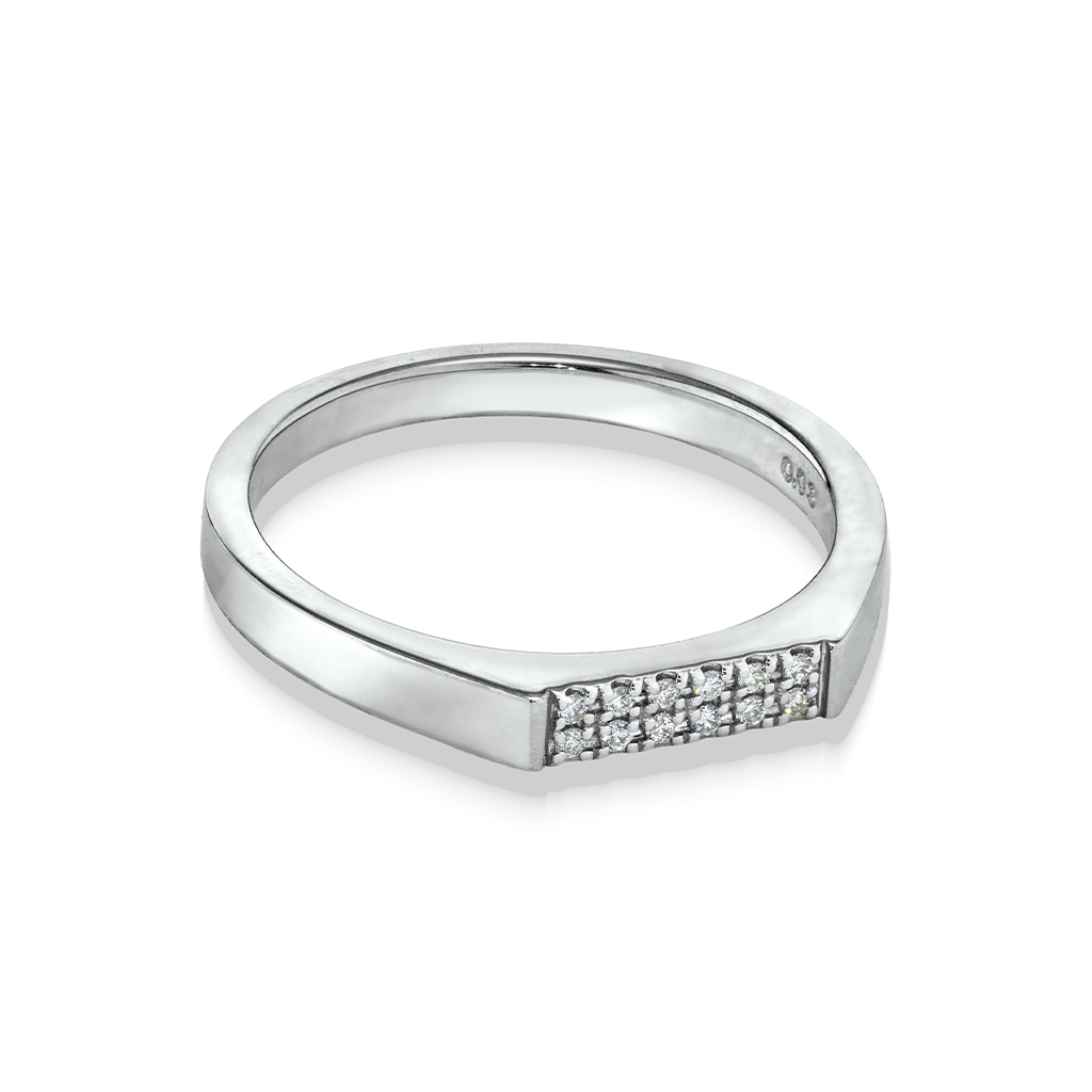SIGNET PLATE RING(SV925×DIAMOND)(2SR1541)SV925 リング｜スター