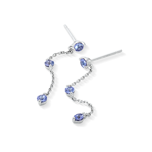 TANZANITE STATION PIERCED EARRINGS(2XP0335)Pt950 ピアス
