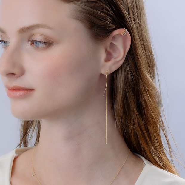 HOOK＆CHAIN PIERCED EARRINGS(2JP1003)K10 ピアス｜スター