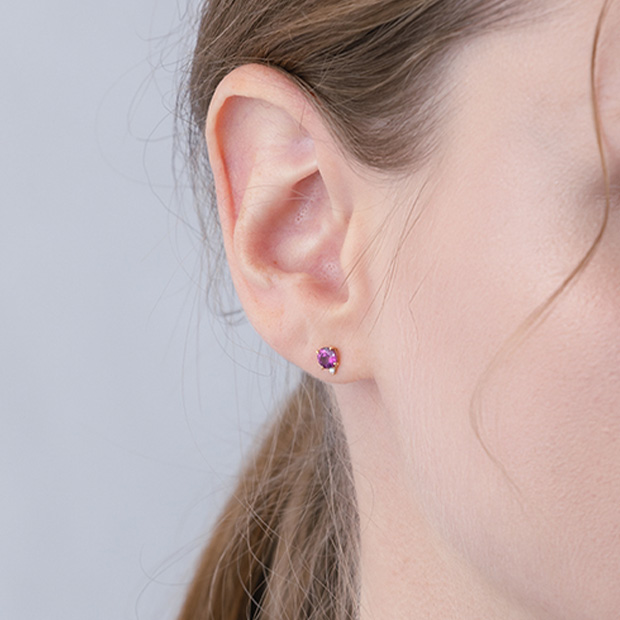 PURPLE GARNET PIERCED EARRINGS(2ZP1664)K18 ピアス｜スター