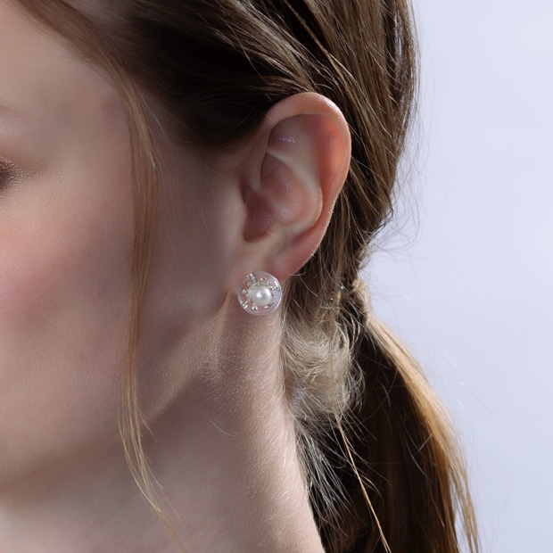 Lame Hoop & Pearl Catch ピアス Lame Hoop & Pearl Catch ピアス