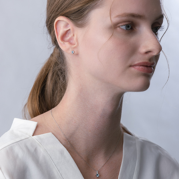 AQUAMARINE NECKLACE(2XP0349)Pt950 ピアス｜スタージュエリー