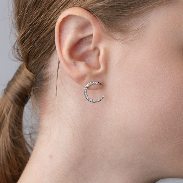 DIAMOND MOON PIERCED EARRINGS(1XP0422)Pt950 ピアス｜スター