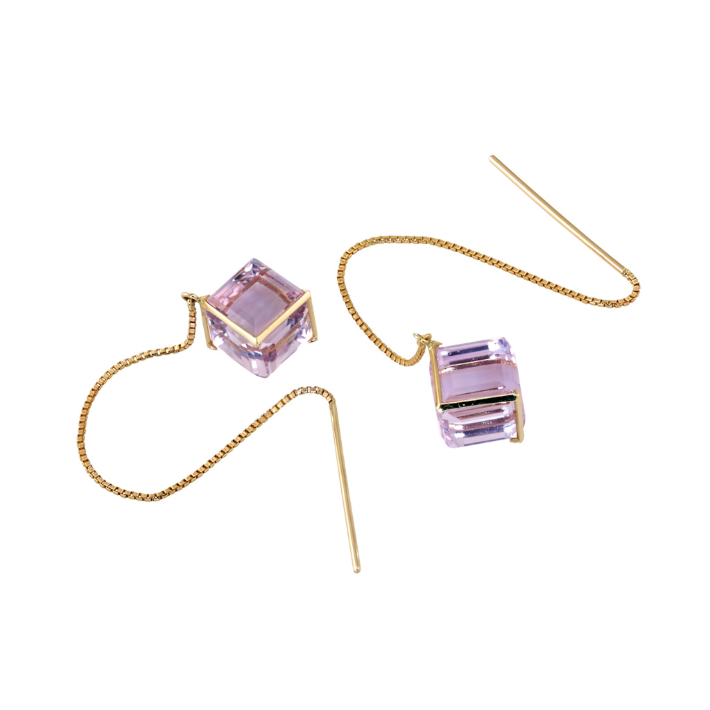 スタージュエリー　アメシスト　ピアス　K10  CUBE IN MAUVE