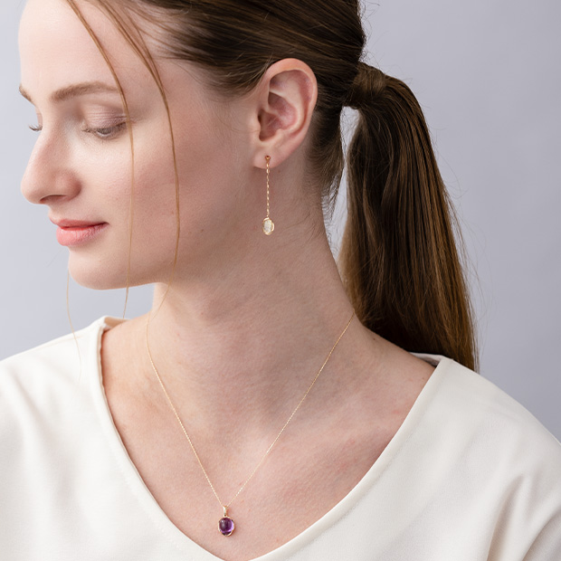 COLOR CALYX PIERCED EARRINGS(ルチルクオーツ)(2JP1037)K10