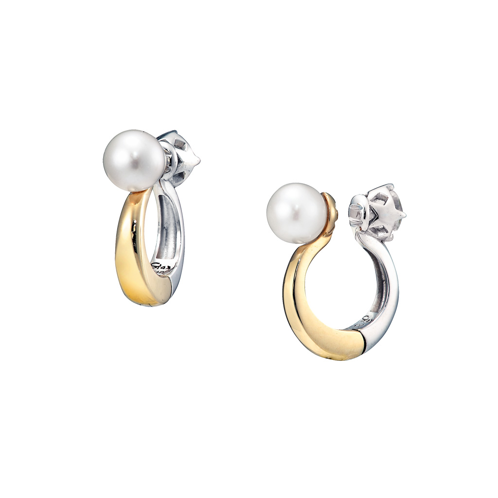 イヤリングWHITE TOPAZ & PEARL CLIP EARRINGS(2JE0045)｜スター