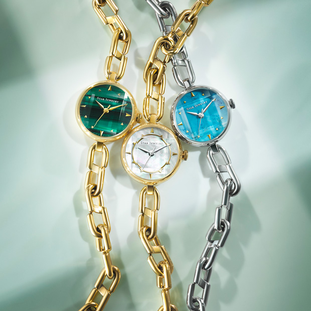 FACET STONE CHAIN WATCH(ターコイズ)(2SW1091)STEEL ウォッチ｜スター  