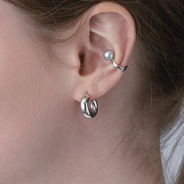 PUFFY HOOP PIERCED EARRING(1.6cm/片耳用)(2JP1056)K10 ピアス