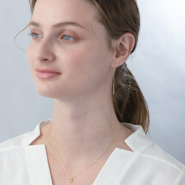 DIAMOND SKINNY PIERCED EARRING(片耳用)(2JP1063)K10 ピアス｜スター