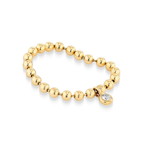 DIAMOND BALL CHAIN PINKIE RING(2JR0639)K10 ピンキーリング｜スター