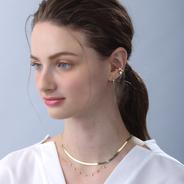 CHAIN PEARL EAR CUFF(2SE0786)SV925 イヤーカフ｜スター