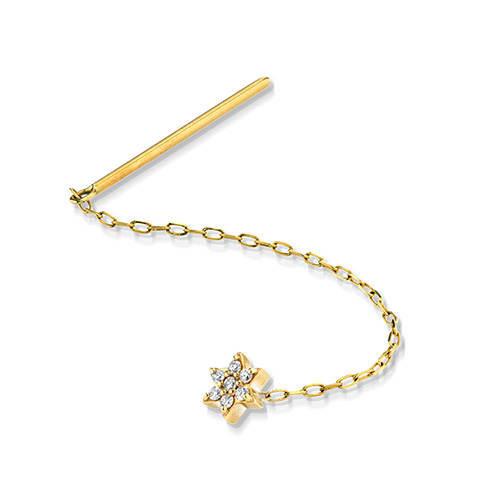 DIAMOND SKINNY PIERCED EARRING(片耳用)(2JP1063)K10 ピアス｜スター