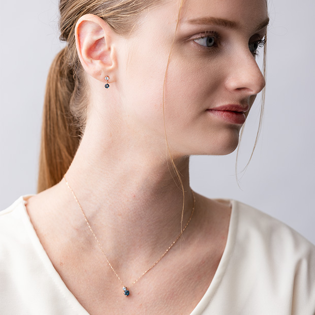 いラインアップ BLUE LILAC BLOOM PIERCED EARRINGS(2JP1034)K10 ピアス｜スター アクセサリー
