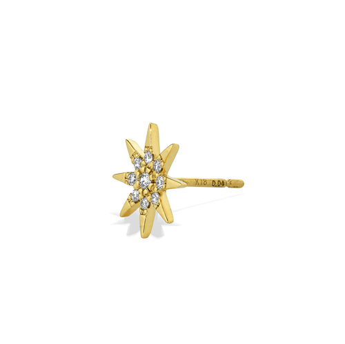 DIAMOND SUN PIERCED EARRING(片耳用/YG)(2ZP1670)K18 ピアス｜スター