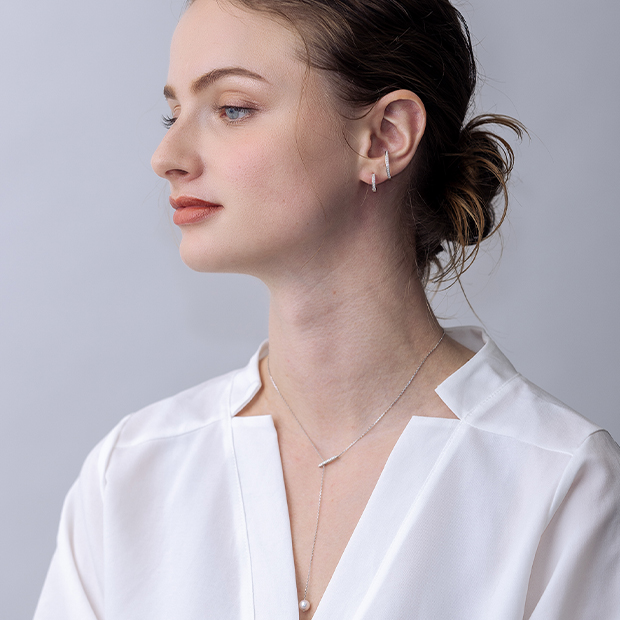 DIAMOND CLICK HOOP PIERCED EARRING(MS)(片耳用)(2JP0948)K10