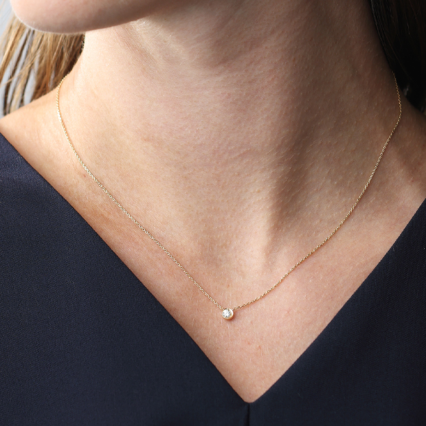 ネックレスMOON SETTING DIAMOND NECKLACE 0.10ct(2ZN1830)|スター