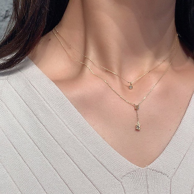 DIAMOND SQUARE NECKLACE(2JN7278)STAR JEWELRY GIRL (スタージュエリ