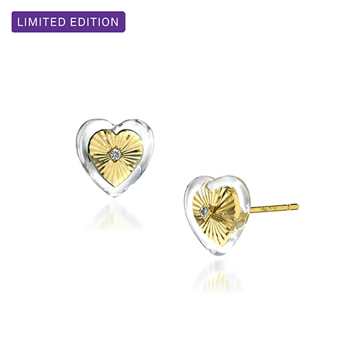 CLEAR ETCHED HEART PIERCED EARRINGS (K10)(2JP1146)K10 ギョーシェ