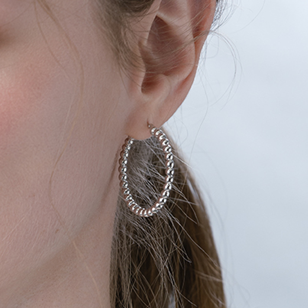 BALL HOOP PIERCED EARRING(3.1cm/片耳用)(2JP1048)K10 ピアス｜スター