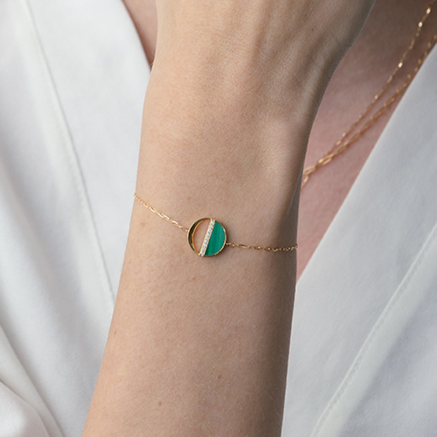 銀*志様 K18YG ペタルスイング グリーンサファイア ブレスレット WAXING MOON MALACHITE BRACELET(1ZU0485)K18 ブレスレット｜スター