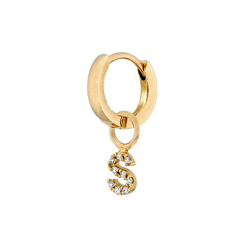 DIAMOND INITIAL HOOP PIERCE CHARM (S)(2ZC1054)K18 ピアスチャーム