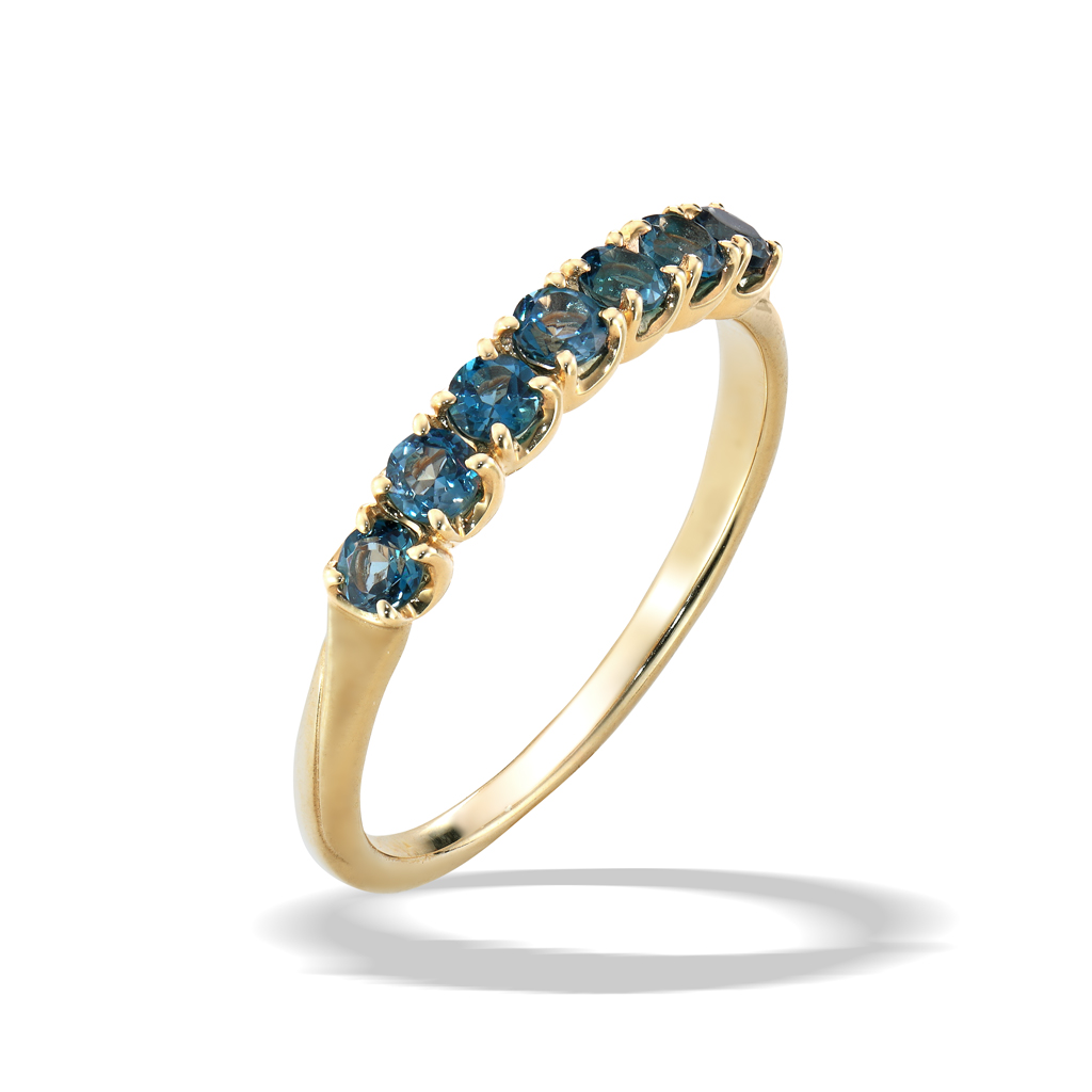 Blue topaz 22k gold plated eternity ring