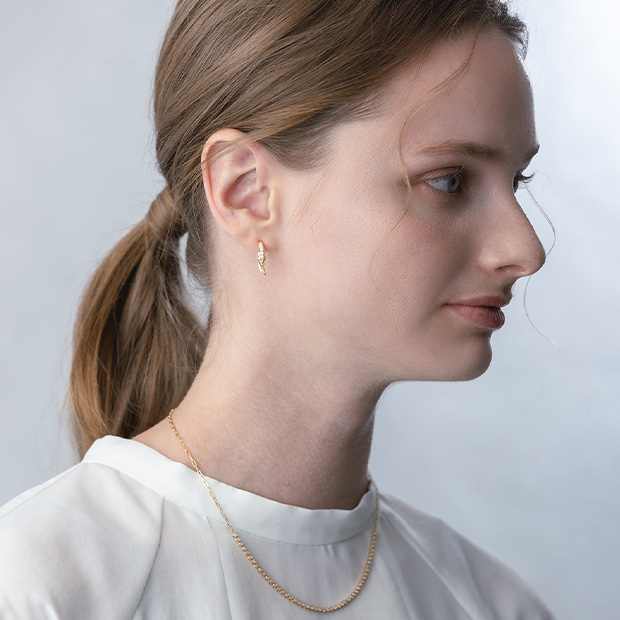 DIAMOND PYTHON PIERCED EARRINGS(1ZP0935)K18 ピアス｜スター