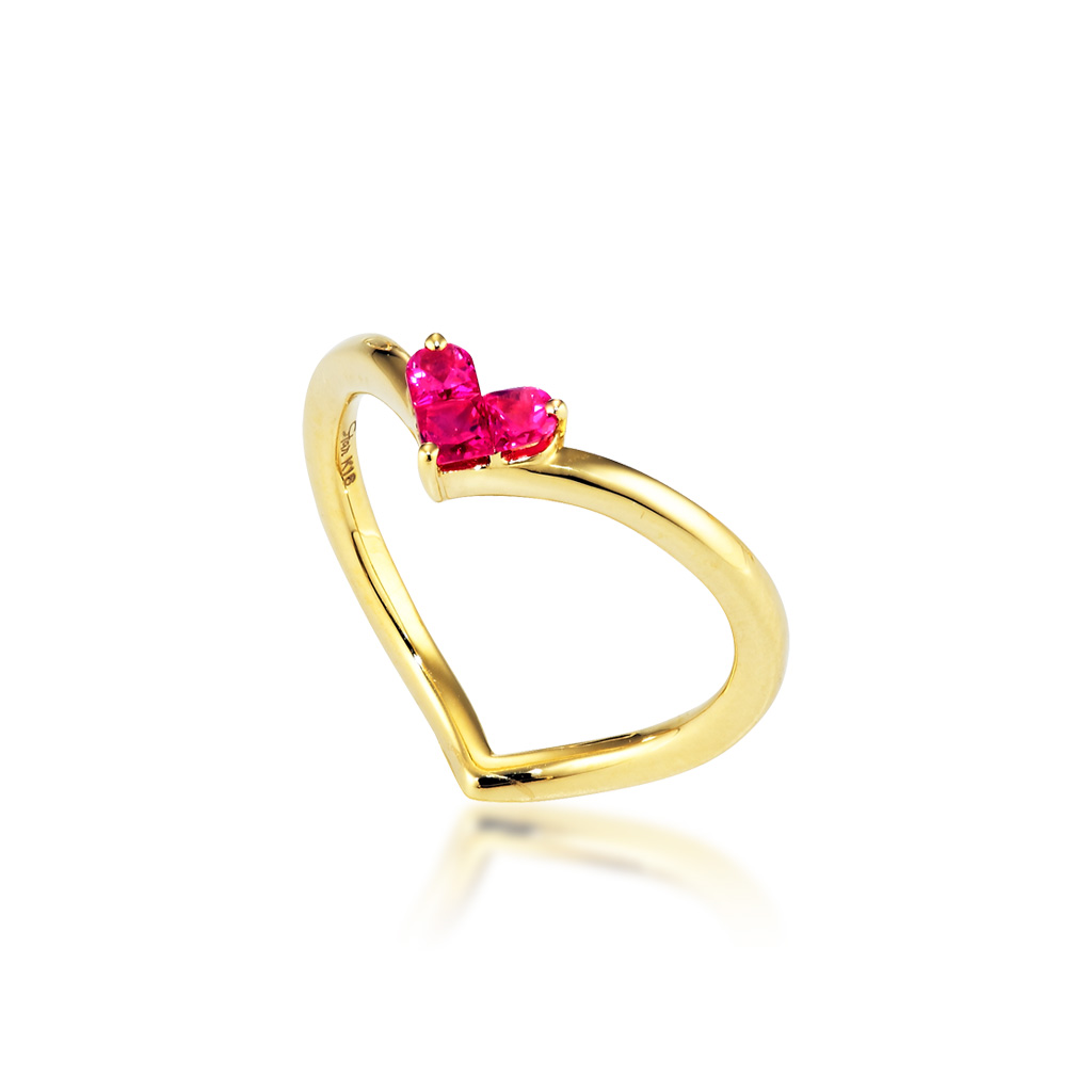 ピンキーリングMYSTERIOUS HEART RUBY PINKIE RING(2ZR1480)｜スター