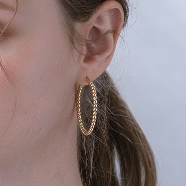 BALL HOOP PIERCED EARRING(3.8cm/片耳用)(2JP1049)K10 ピアス｜スター