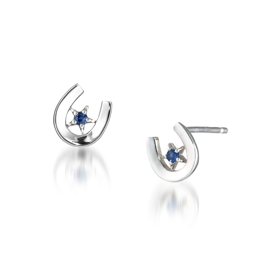 ピアスBLUE SAPPHIRE HORSESHOE PIERCED EARRINGS(2JP0636)｜スター 