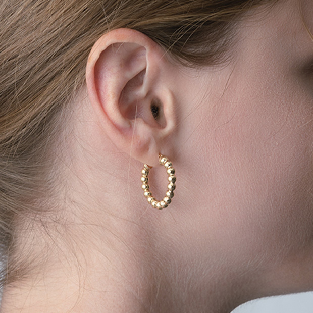 BALL HOOP PIERCED EARRING(2.3cm/片耳用)(2JP1050)K10 ピアス