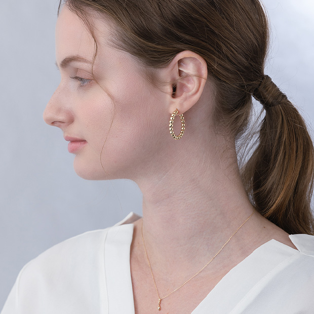 BALL HOOP PIERCED EARRING(2.8cm/片耳用)(2JP1051)K10 ピアス