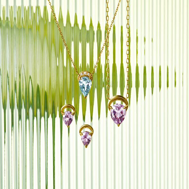 CRESCENT DROP PIERCED EARRINGS (アメシスト)(2JP1113)K10 ピアス