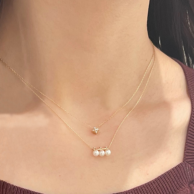 DIAMOND & PEARL BAR NECKLACE(2JN7267)STAR JEWELRY GIRL (スター ...