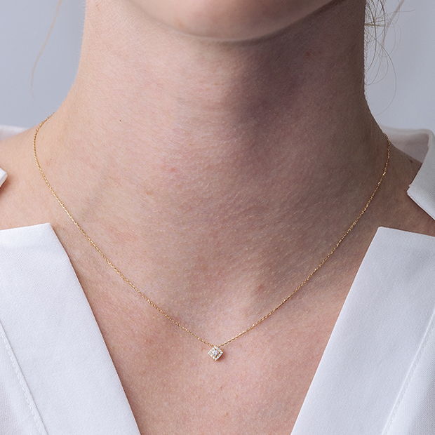 DIAMOND SQUARE HALO NECKLACE(2ZN2474)K18 ネックレス｜スター