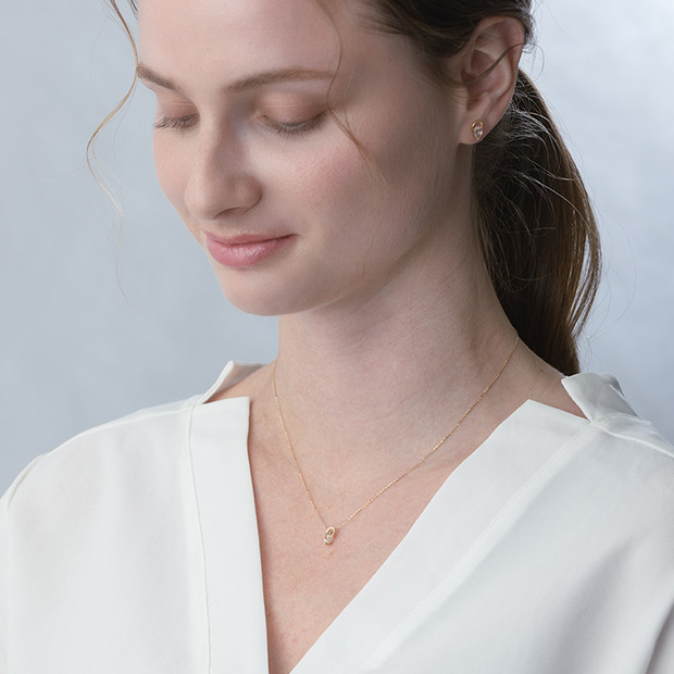 CRESCENT DROP NECKLACE (グリーンクォーツ) (2JN1123)K10 ネックレス