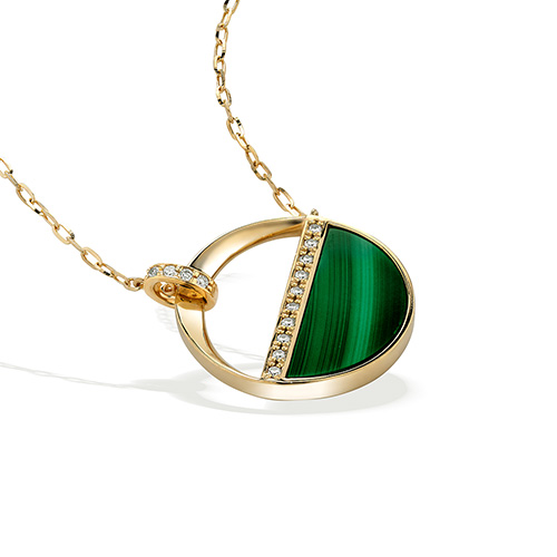 WAXING MOON MALACHITE NECKLACE(1ZN1150)K18 ネックレス