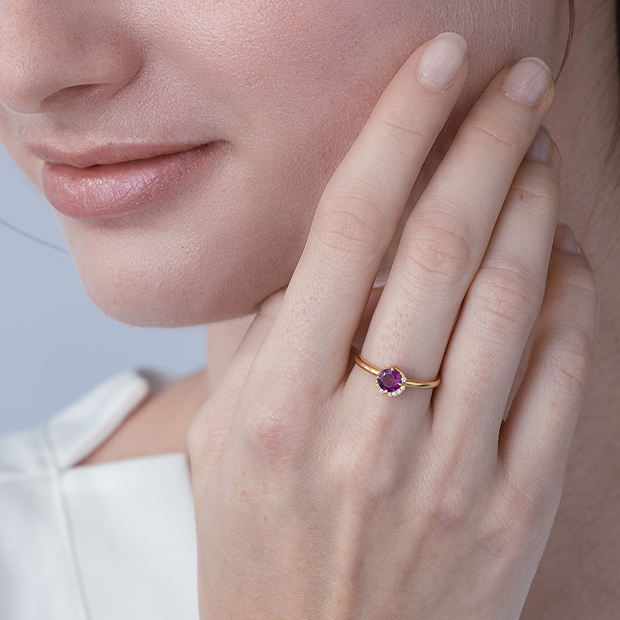 POWER ON THE MOON PURPLE GARNET RING(2ZR1487)K18 リング
