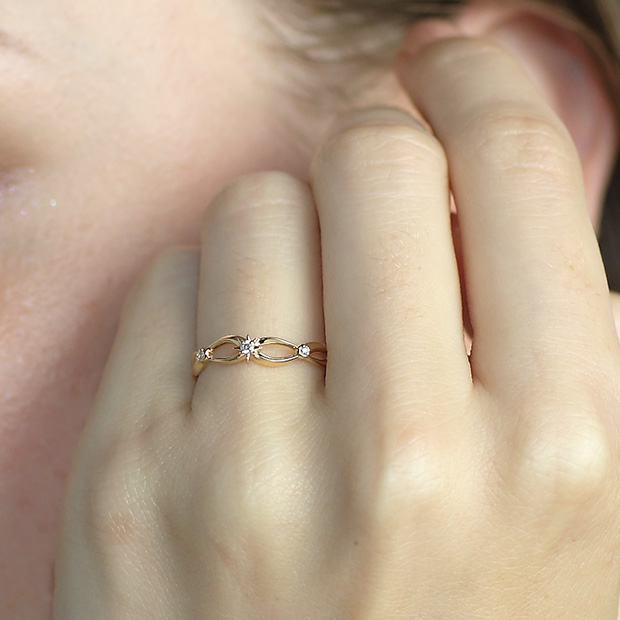 スタージュエリーガールK10ブラウンダイヤモンドリング 13号 0.02