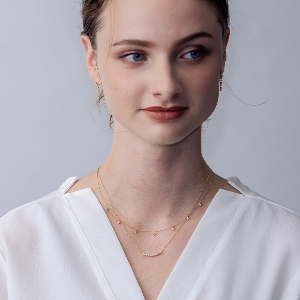 DIAMOND STATION NECKLACE(2ZN2452)K18 ネックレス|スター DIAMOND STATION NECKLACE(2ZN2452)K18 ネックレス|スター