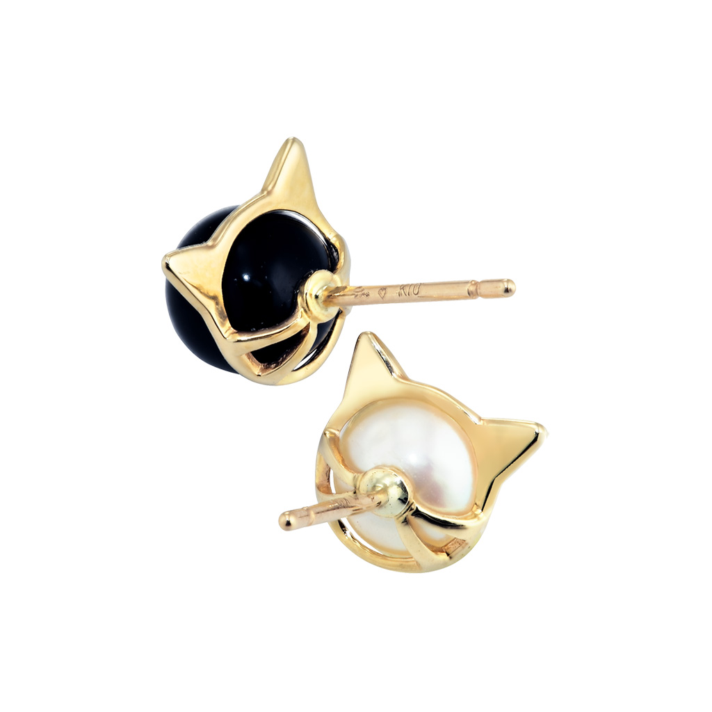 ONYX CAT PIERCED EARRING(2JP7186)STAR JEWELRY GIRL (スタージュエリ