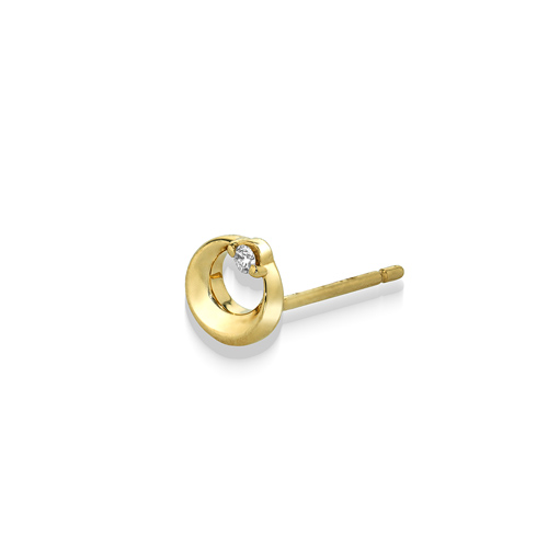 DIAMOND MOON PIERCED EARRING(片耳用/YG)(2ZP1669)K18 ピアス｜スター
