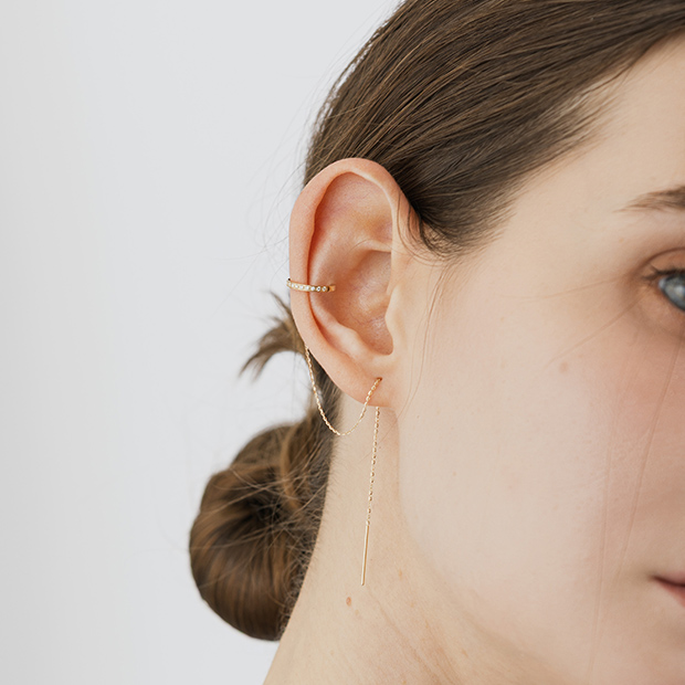 STAR JEWELRY K10 ピアス＆イヤーカフ CHAIN PIERCED EARRING & EAR CUFF(片耳用)(2JP0926)K10 ピアス